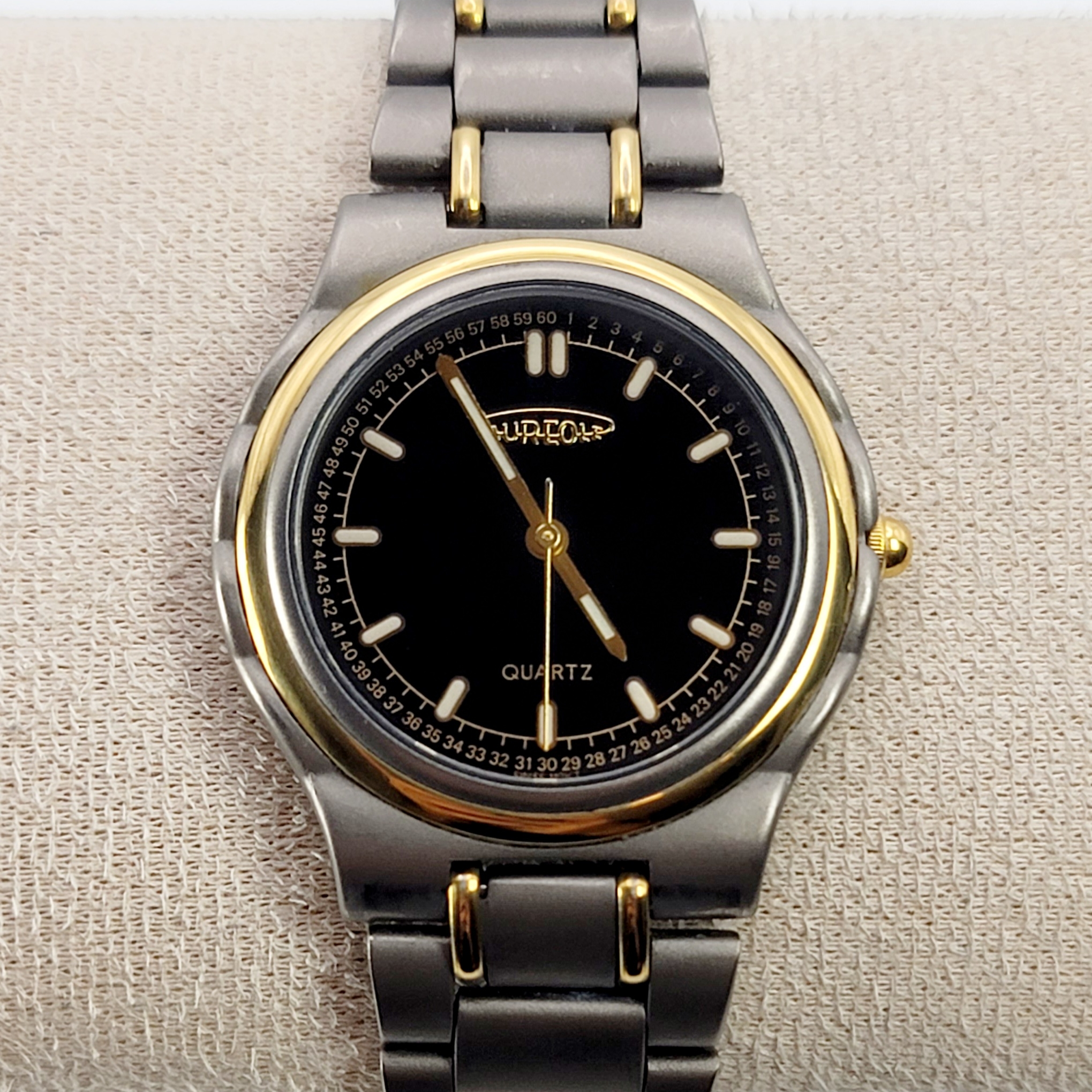 Aureole Sw350m Titanium Titan Twotone Gold Quartz Watch Vintage Japan